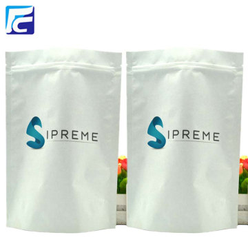 Resealable white paper stand up bag for powder