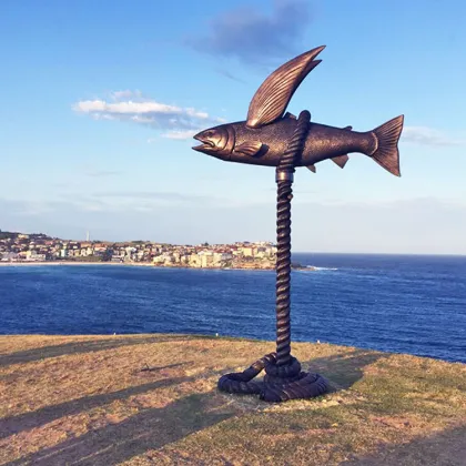 Wholesale seaside metal cast large outdoor bronze fish sculpture for decoration