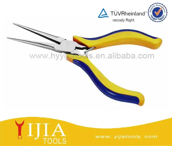 4.5" MIni long nose Pliers with yellow+ blue two color handles