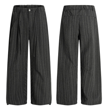 Black Pinstripe Wide Leg Pants