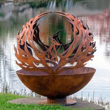 Corten Steel Fire Pit Sphere: Customized Solution for Warming and Enhancing Wood Burning Fires
