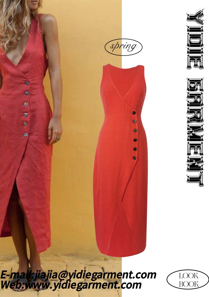 Deep V Neck Slit Dress Jpg