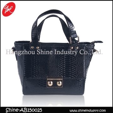 Cool fashion handbag/shining pu shoulder bag/crocodile satchel bag