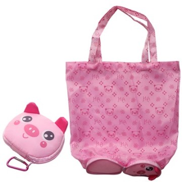 Cute Colorful Animal Zipper Shopping Bag - Eco-Friendly Polyester Foldable Bag