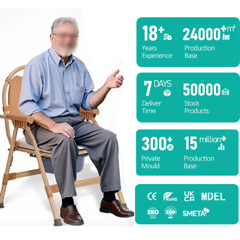 Source Fa0ctory Wholesale Accord with Ergonomic Household Foldable Aluminium Alloy No Installation Elderly Luxury Bedside Commode