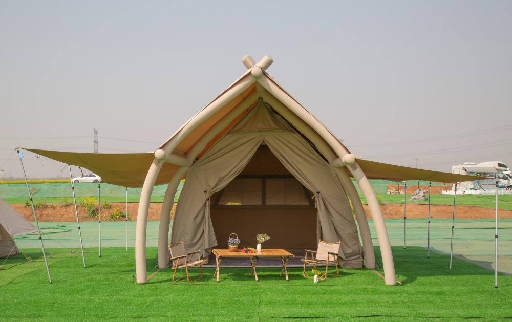 Carpa de campamento inflable en forma de durazno