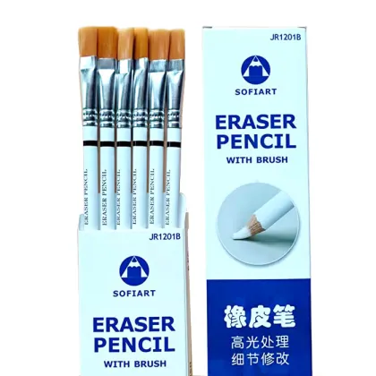 White Sketch Eraser Pencil with Brush