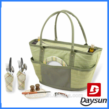 Green Color Insulated Two Person Picnic Tote Bag