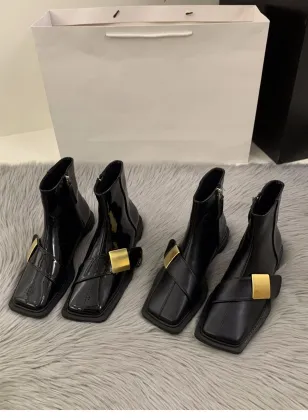 Women's New Winter Vintage French Flat Short Boots Black Knight Style