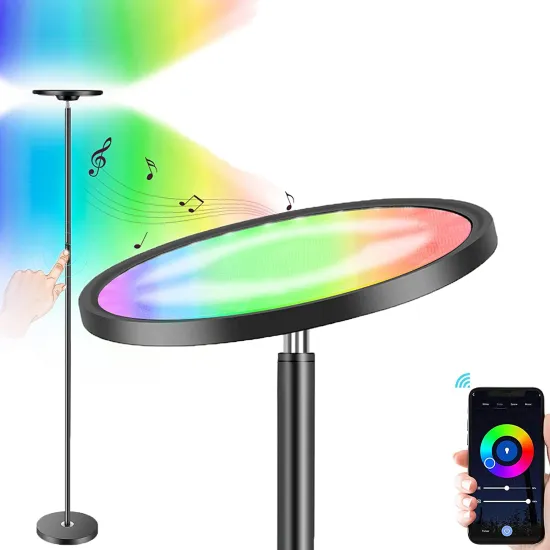 Indoor Alexa RGB LED Floor Lamp: Modern Side Bed Lighting Solution