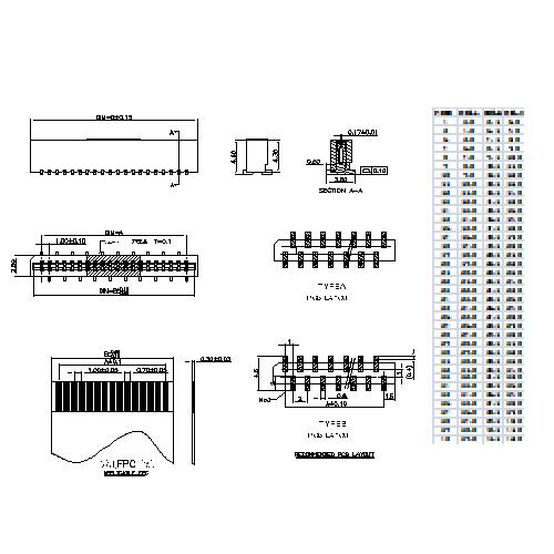 1.0mm FPC,VERTICIAL SMT,DOUBLE CONTACT FPC1.0-XXSMDXXX