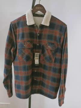 flanel berber bulu berjajar mens jaket lengan panjang