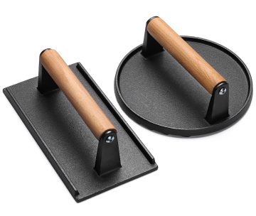 Garden Outdoor Sandwich Steak Meat Press Meat Flattener Wood Handle Smash Burger Press