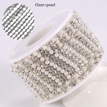 Customized White Pearl Rhinestone Ribbon: WHATSTONE Sewing Trim, Applique, Strass Banding and Chain