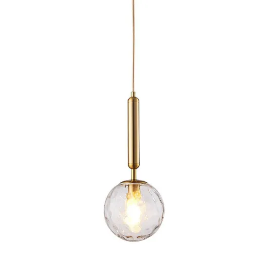 Factory Modern Globe Pendant Light with White Opal Glass Shade and Brass Chandelier - Ideal for Dining Room (GL0172)