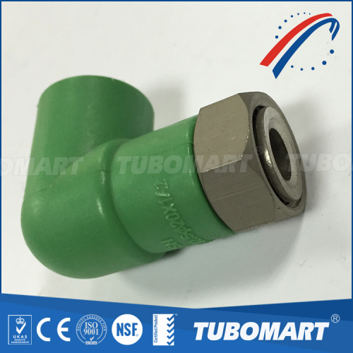 CE ISO Certificated Plumbing ppr elbow with female coupling elbow