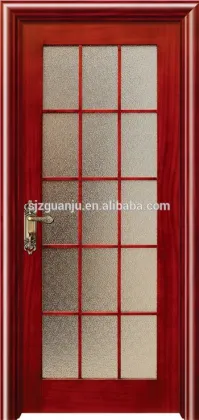 Kitchen And Bathroom Use Modern Wooden Door With Glass