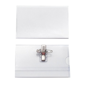 PVC Transparent Soft Blank Name Badge Holder with Pin Clip