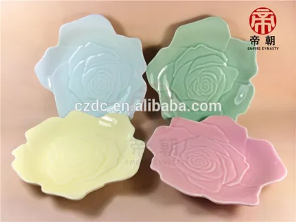 Japanese style porcelain dinnerware celadon in flower shape