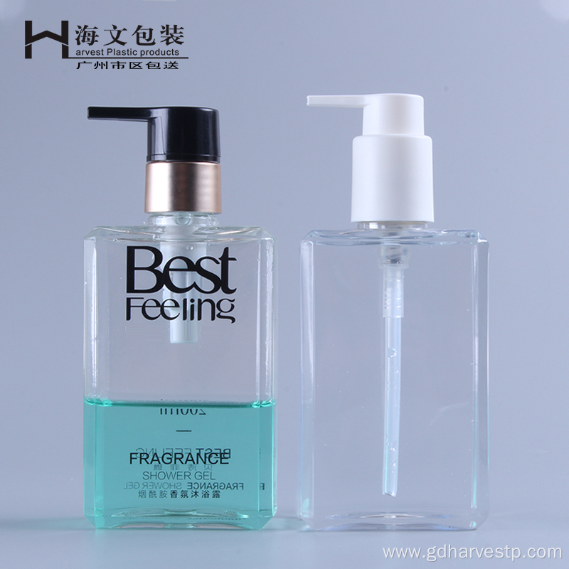 Custom Skincare Plastic 200ml Square Petg Bottles