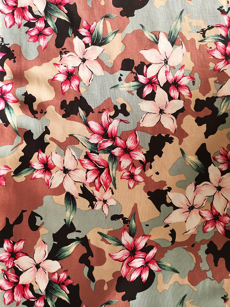 Tissu d&#39;impression de camouflage de fleur rayonne Challis 30S