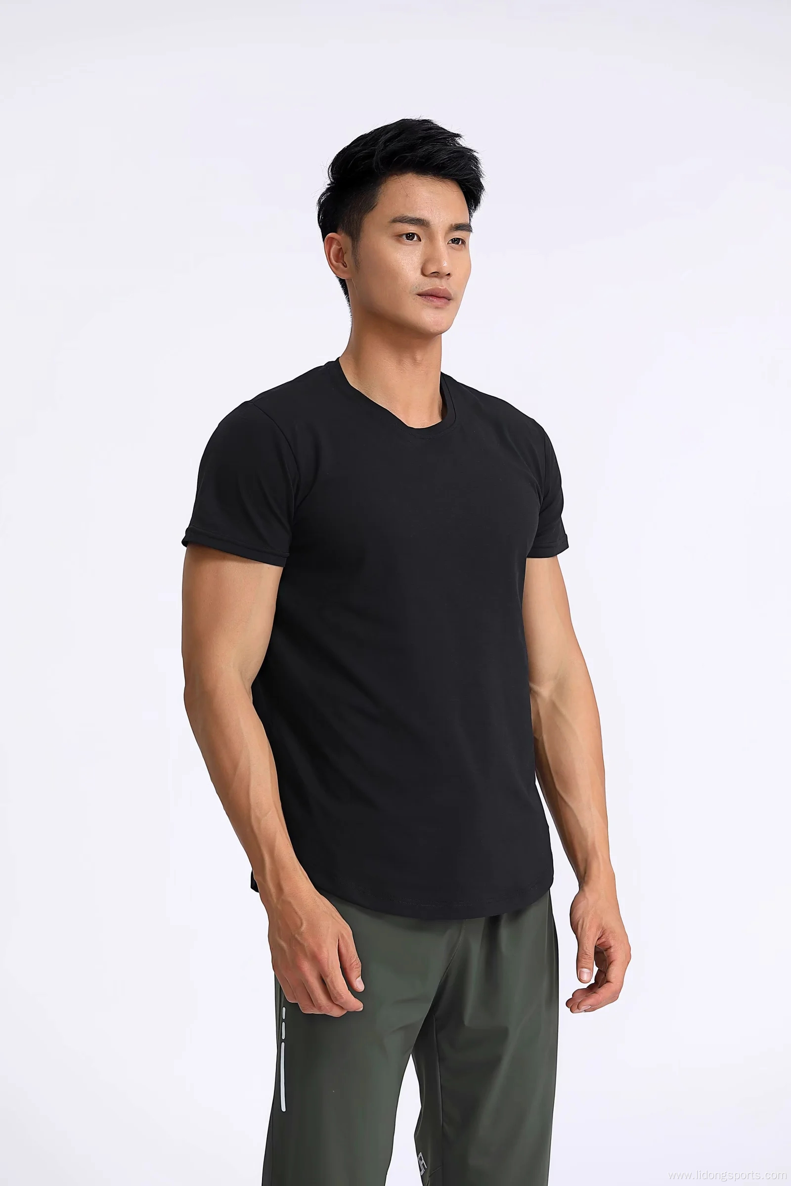 Casual Men Sport Longline Curved Hem T Shirt