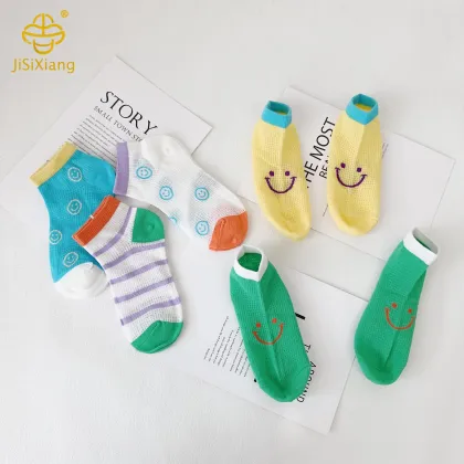 Smiley face socks, bright colored children's socks