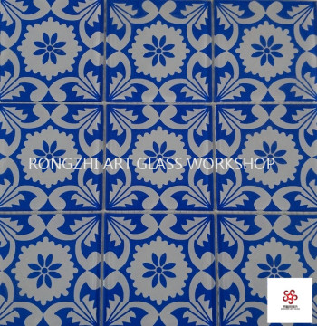 Retro Blue European Pattern Art Mosaic Glass