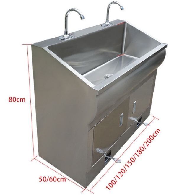304 stainless steel foot wash basin single medical wash basin cabinet operating room brush hand sink
