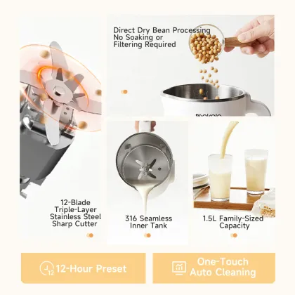 Modern Soybean Milk Machine with 12 Blades - Efficient Oat Milk Maker