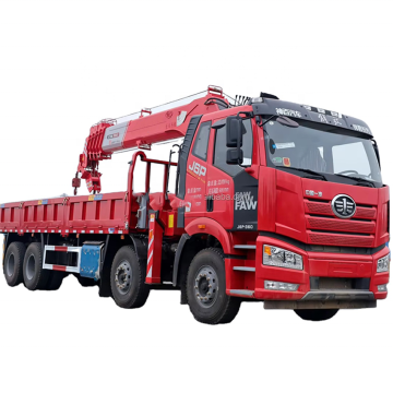FAW 8X4 16 Ton Heavy Duty Lorry Crane Trucks with Straight Arm and Telescopic Boom