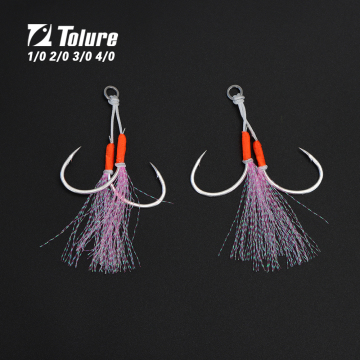 2Pcs/Bag Slow Jigging Double Assist Hooks 1/0 2/0 3/0 4/0
