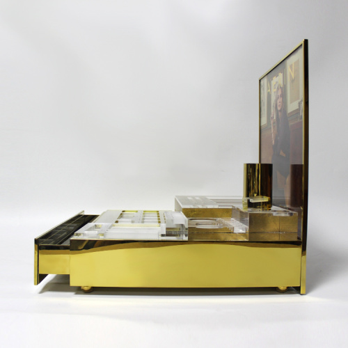 Apex golden acrylic cosmetic display cabinet and showcase