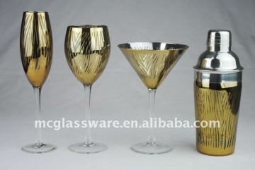 Handmade elegent wine glass set with engraved technique