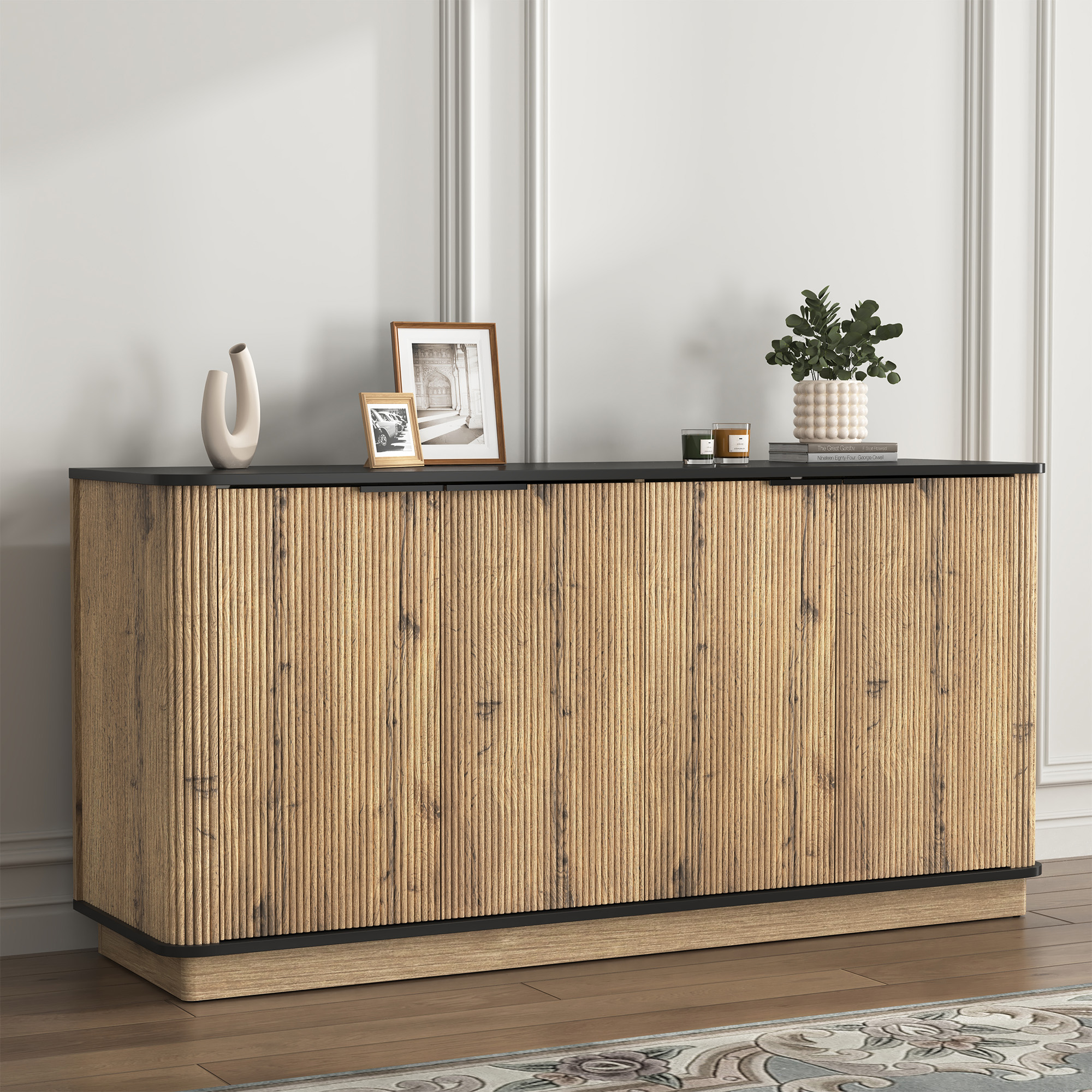 Slim Pantry Organizer Wood Finish