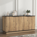 Slim Wood Grain TV Cabinet with 4 Doors