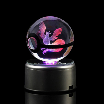 Base LED de cristal 3D Pokeball - Pokemon Go Articuno Ball para regalos