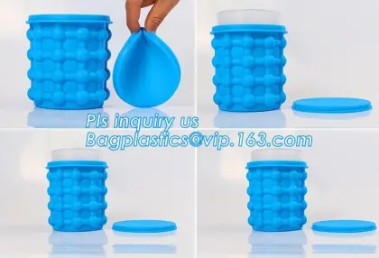 Silicone Ice Cube Maker Genie, Ice Genie 2PC Silicone Molds Ice Bucket /Ice Cube Maker Genie Set