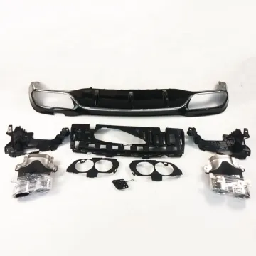 Mercedes W213 16-18 E53 Style Silver Exhaust Tips Rear Diffuser