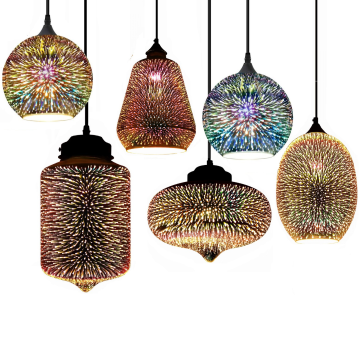 Luz colgante de fuego artificial 3D - Lámpara de araña LED de vidrio única para la decoración del hogar