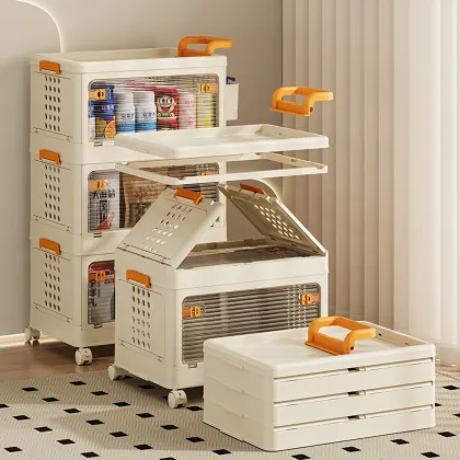 Large Home Storage Trolley with Wheels: Organize Holders & Racks Multifunctionally