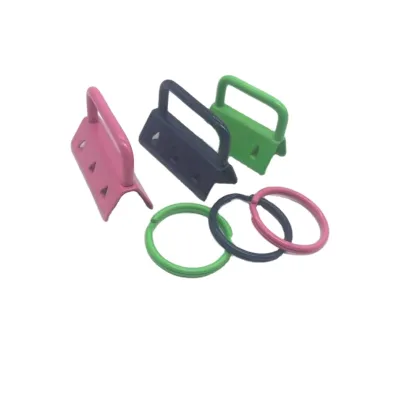 Metal Keyring with Colour Ribbon Tail Clip Hanging Clip