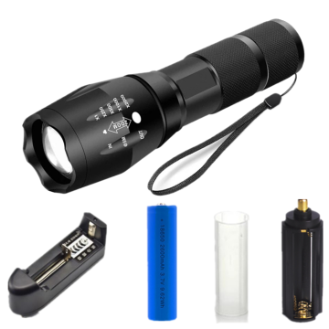 2KM Torch Light: Ultra Bright 18650 Rechargeable LED Flashlight
