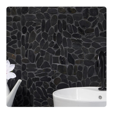 Hot Sale Black River Stone Pebble Mosaic Tile for Floor, Wall, and Home Decoration