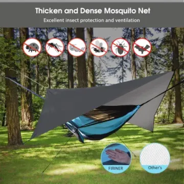 Heavy Duty Tree Strap Nylon Parachute Camping Hammock with Mosquito Net