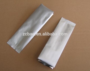 quad side seal gusset moistureproof Kraft Aluminium foil Middle seal gusset coffee bean packaging bags with tin tie