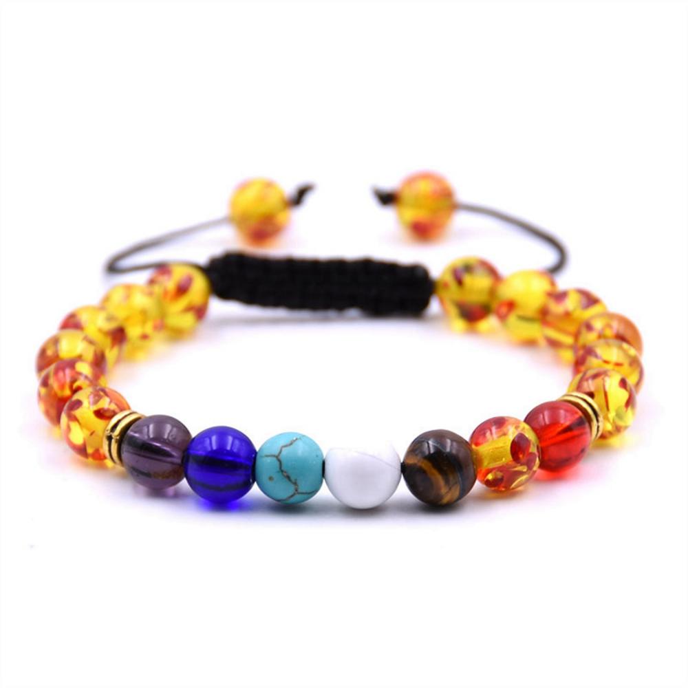 7 Chakra charme naturel pierres perles tissé Bracelet