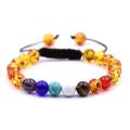 7 Chakra Charm Natural Stone Beads Woven Bracelet