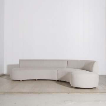 Modern Contemporary Minimalist Mint White Leather Capri Sectional Sofa Set