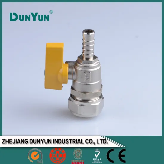 Portable butterfly handle brass gas valve/compression & nipple